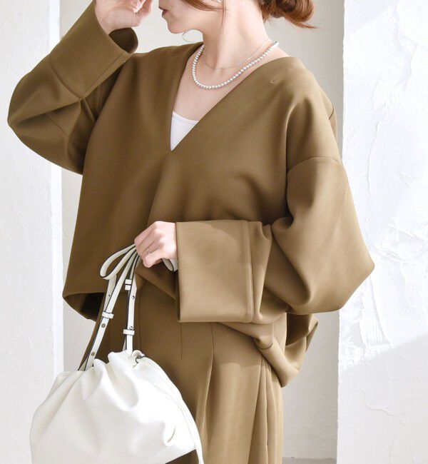 quaranciel「quaranciel:〈洗濯機可能〉ダンボール コクーン Vネック プルオーバー」|Tシャツ・カットソー|