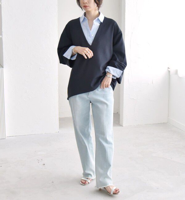 quaranciel「quaranciel:〈洗濯機可能〉ダンボール コクーン Vネック プルオーバー」|Tシャツ・カットソー|