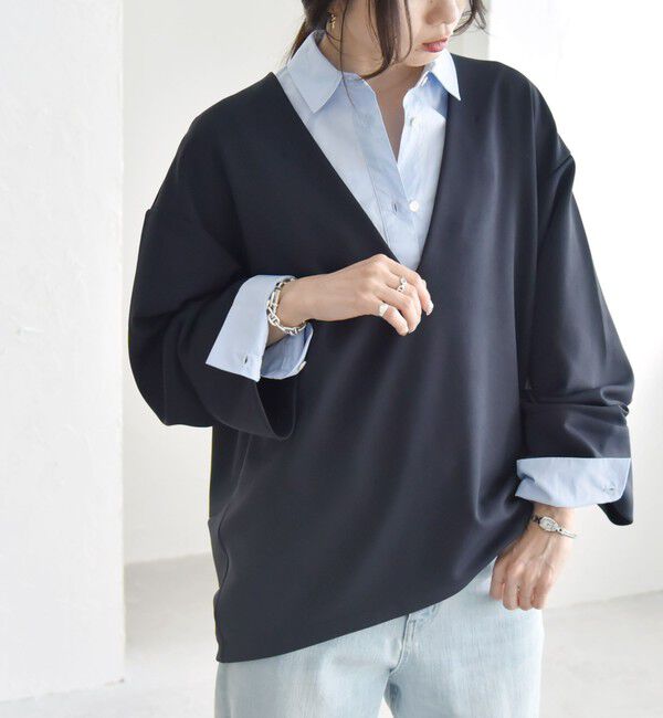 quaranciel「quaranciel:〈洗濯機可能〉ダンボール コクーン Vネック プルオーバー」|Tシャツ・カットソー|