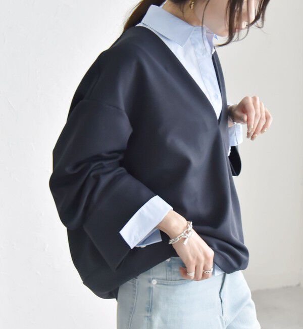 quaranciel「quaranciel:〈洗濯機可能〉ダンボール コクーン Vネック プルオーバー」|Tシャツ・カットソー|