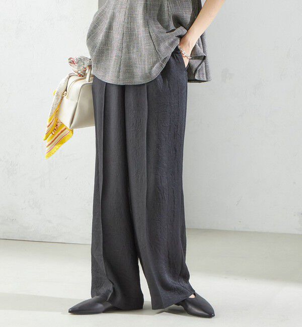 SHIPS for women「〈接触冷感/吸水速乾〉アセテート ワッシャー ウエスト デザイン パンツ」|スラックス|