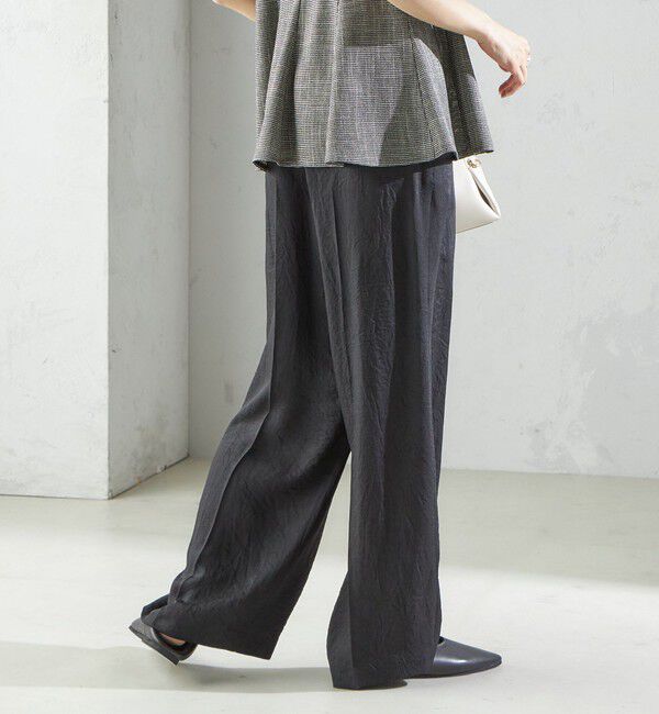 SHIPS for women「〈接触冷感/吸水速乾〉アセテート ワッシャー ウエスト デザイン パンツ」|スラックス|