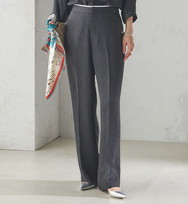 SHIPS for women「〈接触冷感/吸水速乾〉アセテート ワッシャー ウエスト デザイン パンツ」|スラックス|