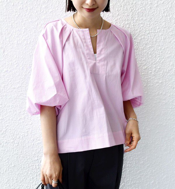 SHIPS for women「〈手洗い可能〉ストライプ バルーン ブラウス」|シャツ・ブラウス|