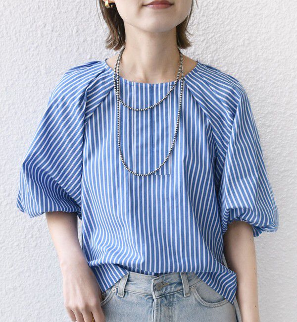 SHIPS for women「〈手洗い可能〉ストライプ バルーン ブラウス」|シャツ・ブラウス|
