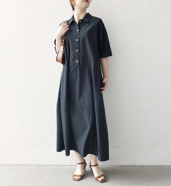 SHIPS any「SHIPS any:〈洗濯機可能〉タイプライター ボリューム シャツ ワンピース」|ワンピース|