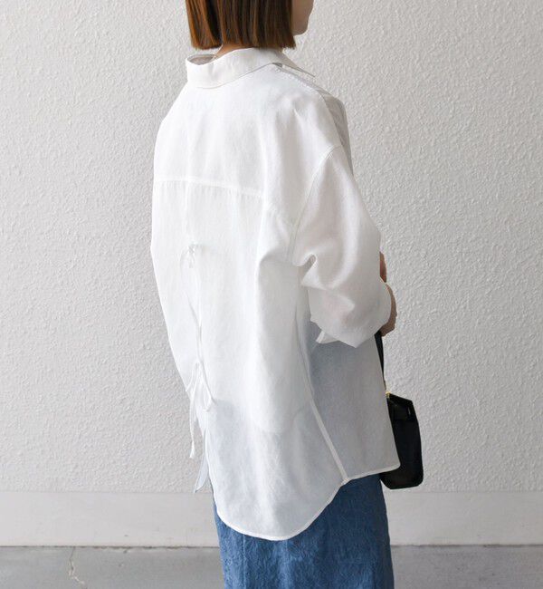 SHIPS any「SHIPS any:〈洗濯機可能〉シアー リボン レギュラーカラー ポケット シャツ」|シャツ・ブラウス|