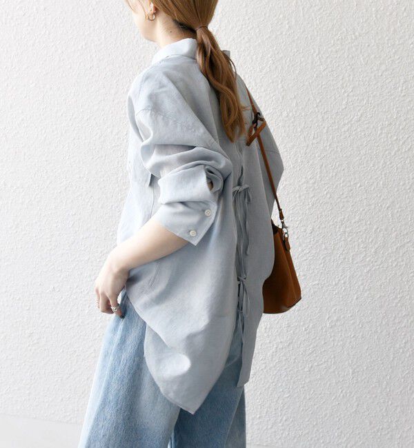 SHIPS any「SHIPS any:〈洗濯機可能〉シアー リボン レギュラーカラー ポケット シャツ」|シャツ・ブラウス|