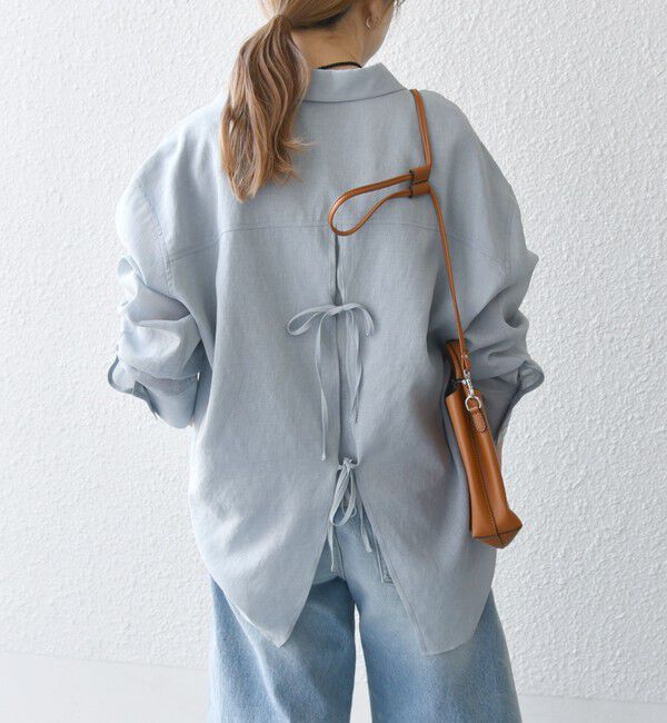 SHIPS any「SHIPS any:〈洗濯機可能〉シアー リボン レギュラーカラー ポケット シャツ」|シャツ・ブラウス|