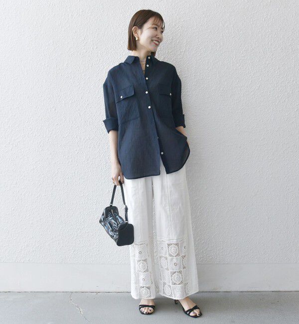 SHIPS any「SHIPS any:〈洗濯機可能〉シアー リボン レギュラーカラー ポケット シャツ」|シャツ・ブラウス|