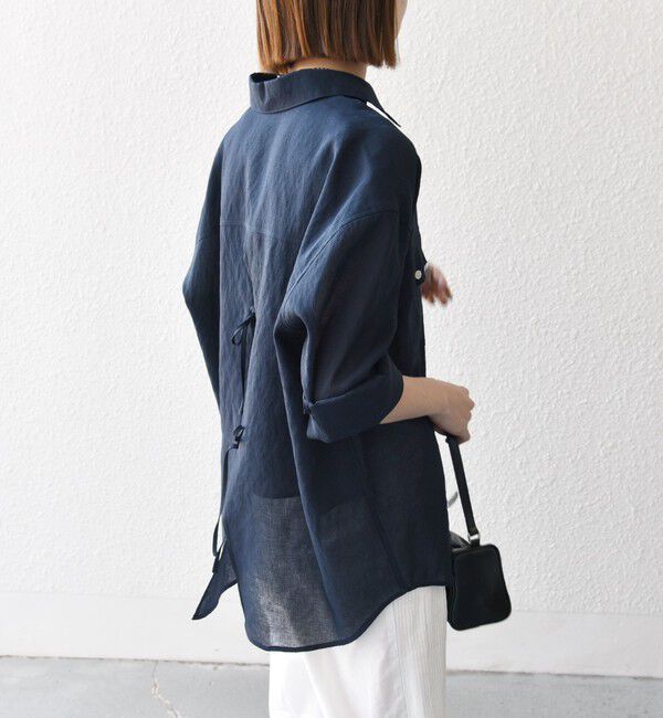 SHIPS any「SHIPS any:〈洗濯機可能〉シアー リボン レギュラーカラー ポケット シャツ」|シャツ・ブラウス|