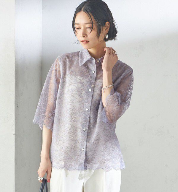 SHIPS for women「〈手洗い可能〉ラッセル レース シャツ」|シャツ・ブラウス|