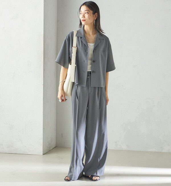 SHIPS for women「〈手洗い可能〉セミ ワイド イージー スラックス」|スラックス|