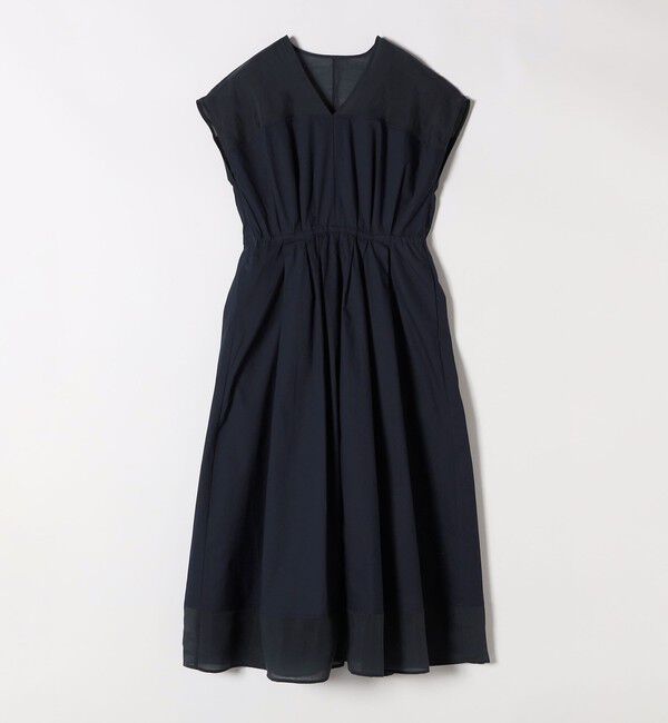 quaranciel「quaranciel :〈洗濯機可能〉シアー ドッキング Vネック フレンチスリーブ ワンピース」|ワンピース|