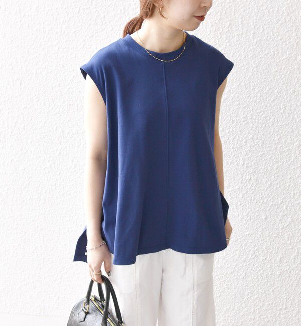 SHIPS any「SHIPS any:〈接触冷感/汗染み防止加工/洗濯機可能〉Aライン フレンチスリーブ TEE」|Tシャツ・カットソー|