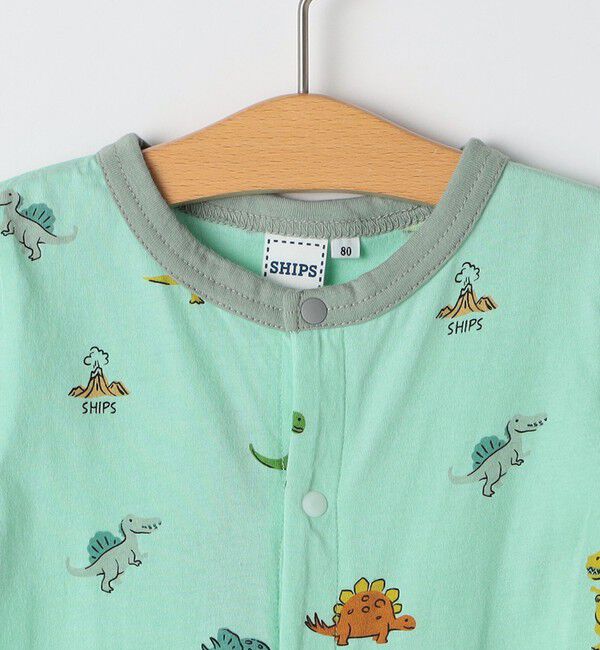 SHIPS KIDS「SHIPS KIDS:70～80cm / 恐竜 テキスタイル ロンパース」|ロンパース|