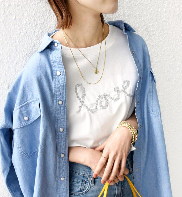 SHIPS for women「【WEB限定】ファンシー コード 刺繍 ロゴ TEE」|Tシャツ・カットソー|