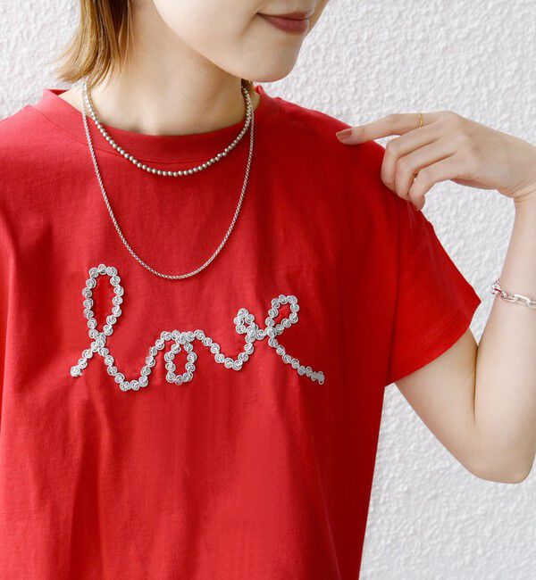 SHIPS for women「【WEB限定】ファンシー コード 刺繍 ロゴ TEE」|Tシャツ・カットソー|レッド