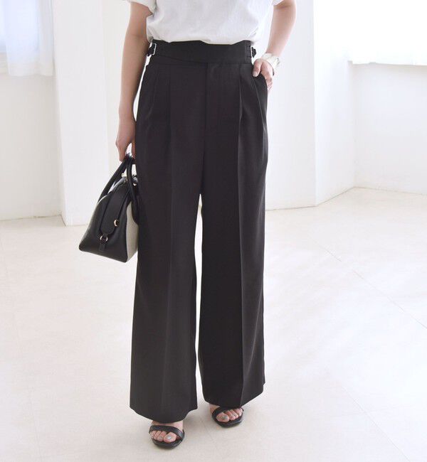 quaranciel「quaranciel:〈洗濯機可能〉ウーステッド ハイウエスト グルカ ワイド パンツ」|その他|