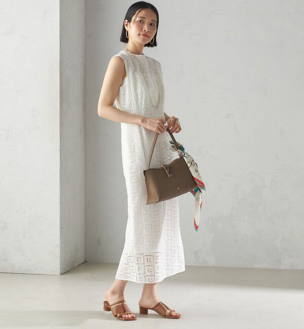 SHIPS for women「〈手洗い可能〉Broche スクエア レース Iライン ワンピース」|ワンピース|