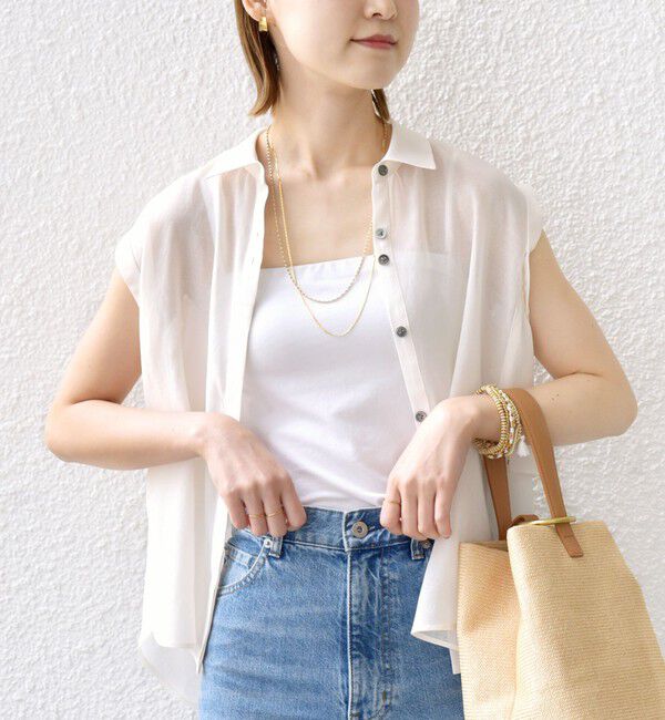 SHIPS for women「【WEB限定】〈洗濯機可能〉シアー リネンライク バック フリル ブラウス」|シャツ・ブラウス|