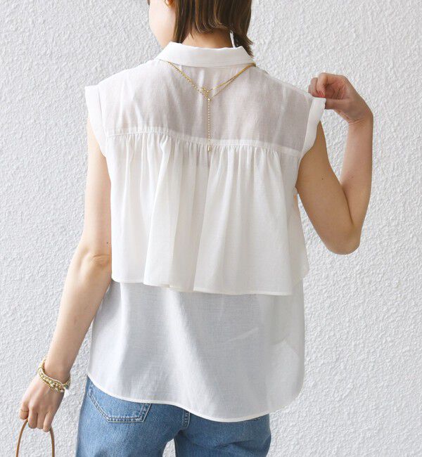 SHIPS for women「【WEB限定】〈洗濯機可能〉シアー リネンライク バック フリル ブラウス」|シャツ・ブラウス|