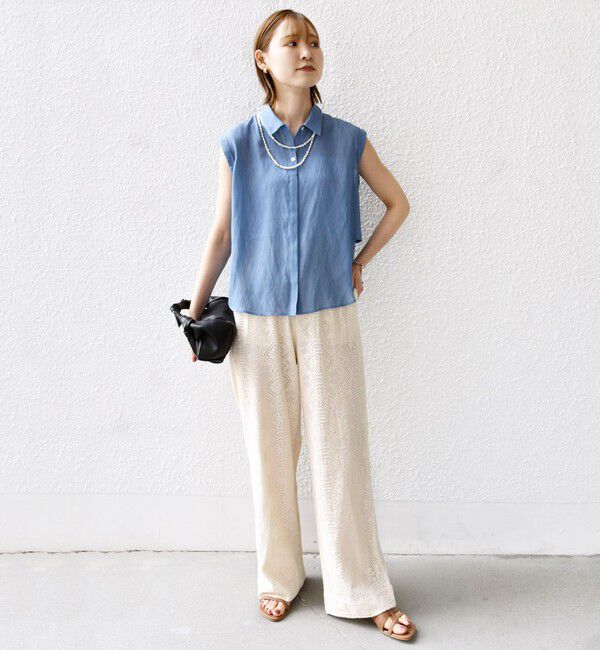 SHIPS for women「【WEB限定】〈洗濯機可能〉シアー リネンライク バック フリル ブラウス」|シャツ・ブラウス|