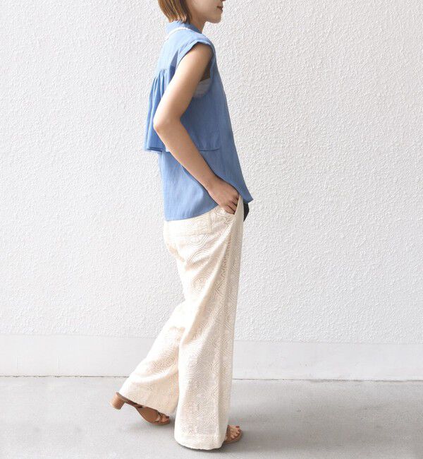 SHIPS for women「【WEB限定】〈洗濯機可能〉シアー リネンライク バック フリル ブラウス」|シャツ・ブラウス|