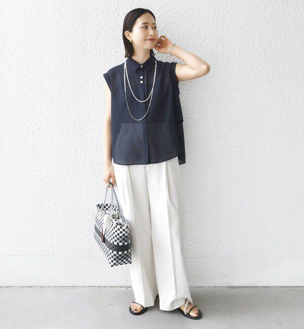 SHIPS for women「【WEB限定】〈洗濯機可能〉シアー リネンライク バック フリル ブラウス」|シャツ・ブラウス|