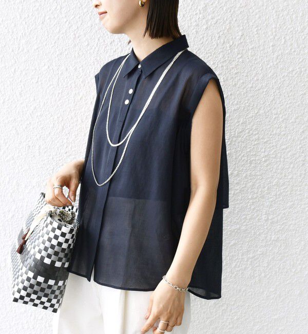 SHIPS for women「【WEB限定】〈洗濯機可能〉シアー リネンライク バック フリル ブラウス」|シャツ・ブラウス|