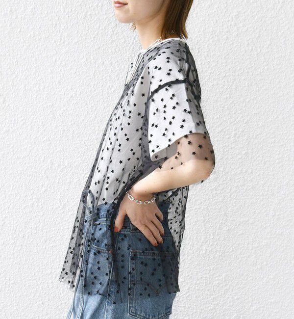 SHIPS for women「【WEB限定】スター チュール レイヤード TEE」|Tシャツ・カットソー|