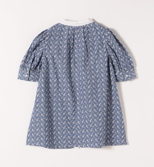 SHIPS any「SHIPS any: エンブロイダリー シャンブレー スタンドカラー パフ ブラウス」|シャツ・ブラウス|