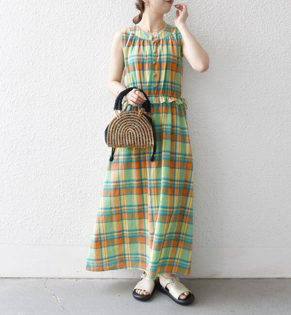 SHIPS any「SHIPS any:〈洗濯機可能〉マドラス チェック ノースリーブ ワンピース」|ワンピース|