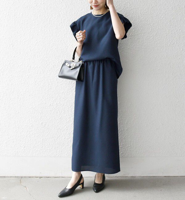 SHIPS any「SHIPS any:〈洗濯機可能〉リネンライク ブラウス &times; タイトスカート セットアップ」|ワンピース|