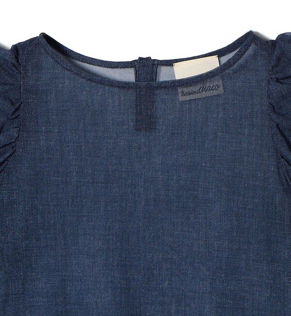 SHIPS for women「troisiemeCHACO:〈手洗い可能〉デニム プリント チュール ブラウス」|シャツ・ブラウス|