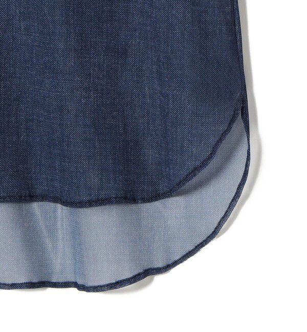 SHIPS for women「troisiemeCHACO:〈手洗い可能〉デニム プリント チュール ブラウス」|シャツ・ブラウス|