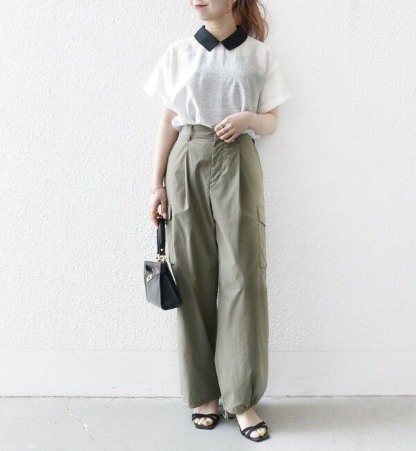 SHIPS any「SHIPS any:〈洗濯機可能〉フラワー ジャカード バイカラー プルオーバー シャツ」|シャツ・ブラウス|