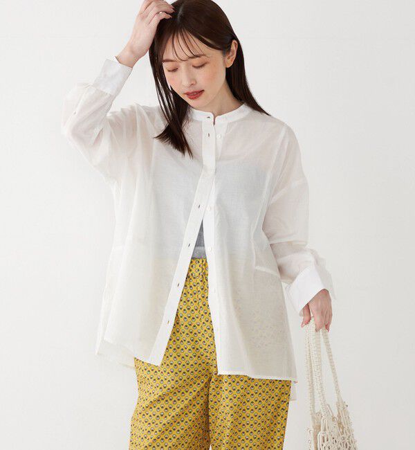 SHIPS Colors 「SHIPS Colors:〈手洗い可能〉キュプラ コットン シアー オーバー シャツ」|シャツ・ブラウス|オフホワイト