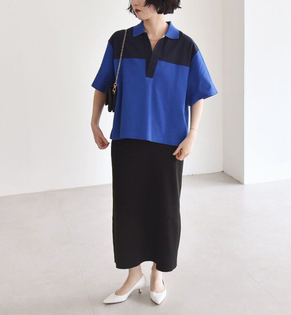 quaranciel「quaranciel:〈洗濯機可能〉カノコ スキッパー デザイン ワイド ポロシャツ」|Tシャツ・カットソー|