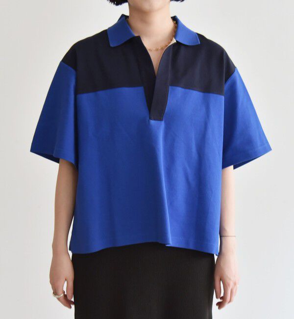 quaranciel「quaranciel:〈洗濯機可能〉カノコ スキッパー デザイン ワイド ポロシャツ」|Tシャツ・カットソー|