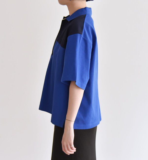 quaranciel「quaranciel:〈洗濯機可能〉カノコ スキッパー デザイン ワイド ポロシャツ」|Tシャツ・カットソー|