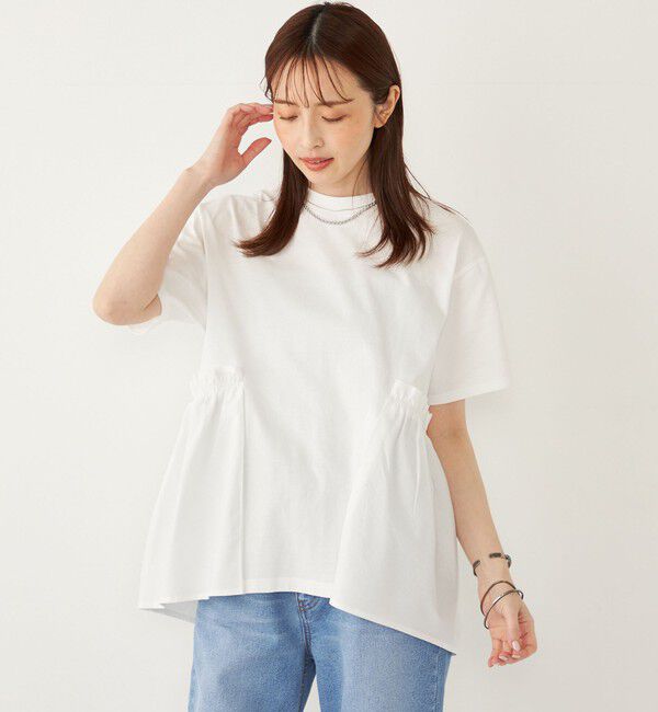 SHIPS Colors 「SHIPS Colors:〈手洗い可能〉ドッキング ペプラム ショートスリーブ トップス◇」|Tシャツ・カットソー|