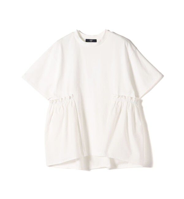 SHIPS Colors 「SHIPS Colors:〈手洗い可能〉ドッキング ペプラム ショートスリーブ トップス◇」|Tシャツ・カットソー|アイボリー