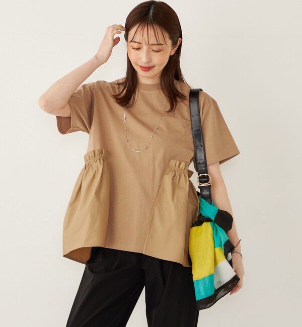 SHIPS Colors 「SHIPS Colors:〈手洗い可能〉ドッキング ペプラム ショートスリーブ トップス◇」|Tシャツ・カットソー|