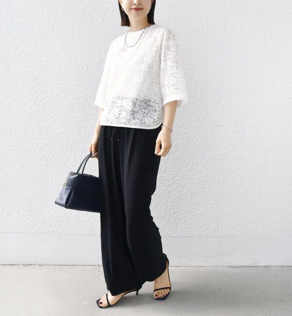 SHIPS for women「〈手洗い可能〉オーガニック コットン レース ショート スリーブ プルオーバー」|Tシャツ・カットソー|