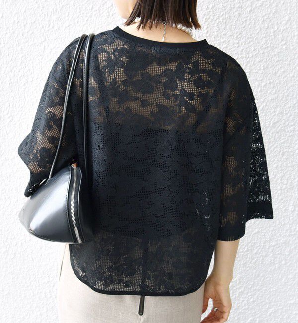 SHIPS for women「〈手洗い可能〉オーガニック コットン レース ショート スリーブ プルオーバー」|Tシャツ・カットソー|