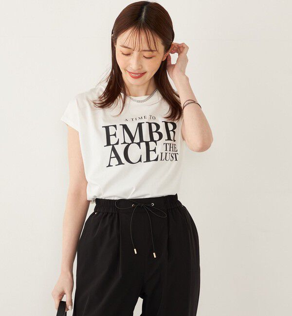 SHIPS Colors 「SHIPS Colors:〈接触冷感・UVカット〉フレンチスリーブ ロゴ Tシャツ◇」|Tシャツ・カットソー|