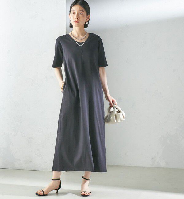 SHIPS for women「〈手洗い可能〉スーピマ ポンチ 2WAY ベーシック ジャージ ワンピース」|ワンピース|ブラック