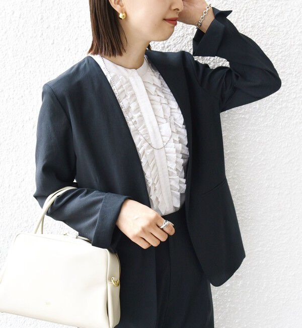 SHIPS for women「〈手洗い可能〉FUNCTIONAL カラーレス ジャケット（セットアップ対応）」|ノーカラージャケット|