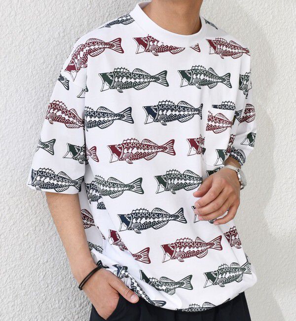 SHIPS any「【SHIPS any別注】Phatee: オーガニックコットン パターン プリント スピンドル ポケット Tシャツ◇」|Tシャツ・カットソー|